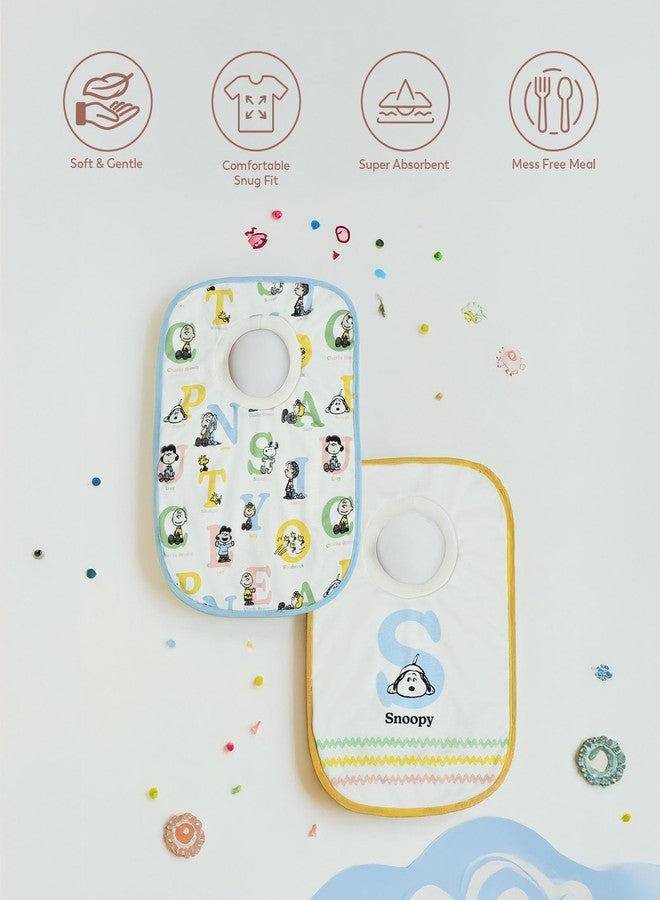 Mi Arcus 100% Cotton Peanuts Snoopy Feeding Pullover Bib 0-3 Months (Pk of 2) - Multicolor - Image 2