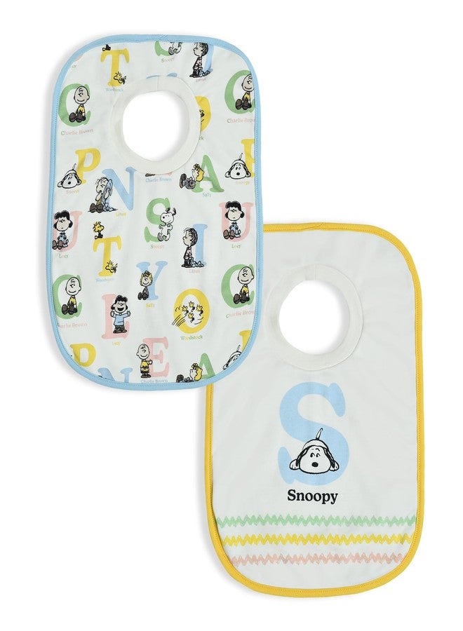 Mi Arcus 100% Cotton Peanuts Snoopy Feeding Pullover Bib 0-3 Months (Pk of 2) - Multicolor - Image 1