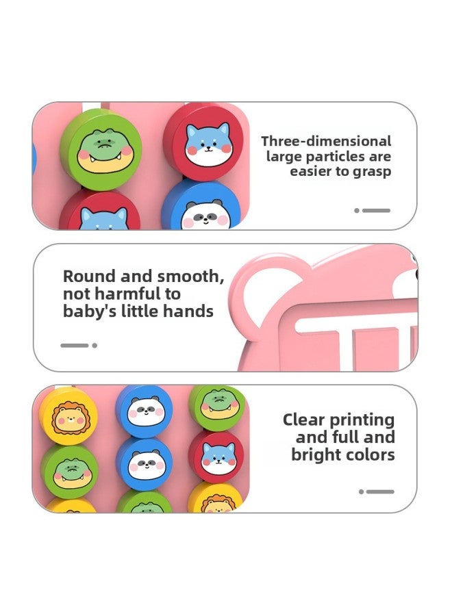 Children's Cartoon Animal Four-color Walking Double-sided Chess Early Education Enlightenment Game Board Logical Thinking Trainer To Play MV-Color:18 Question Card Pink Double-sided Chess 【chinese C  - Image 5