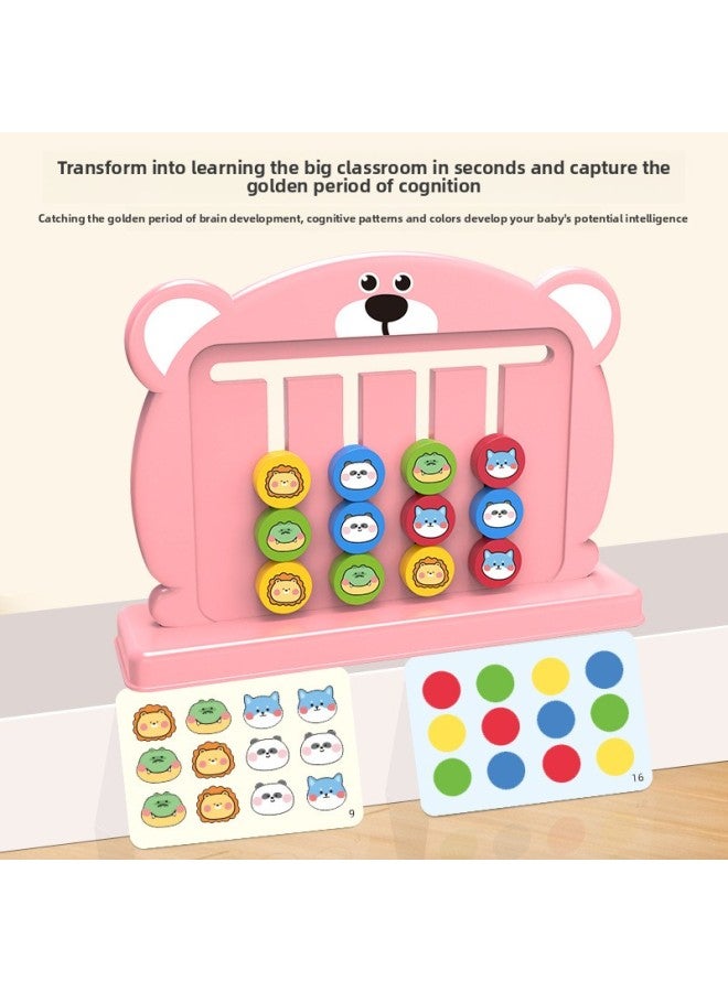 Children's Cartoon Animal Four-color Walking Double-sided Chess Early Education Enlightenment Game Board Logical Thinking Trainer To Play MV-Color:18 Question Card Pink Double-sided Chess 【chinese C  - Image 3