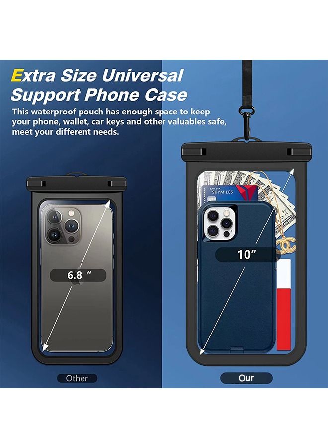 Large Capacity Waterproof Phone Pouch [Up to 10" Large] Universal IPX8 Waterproof Cell Phone Case Dry Bag with Lanyard for iPhone 14 Pro Max/13/12/11/SE/8, Galaxy S23 Ultra/S22/S21 - Black - Image 2
