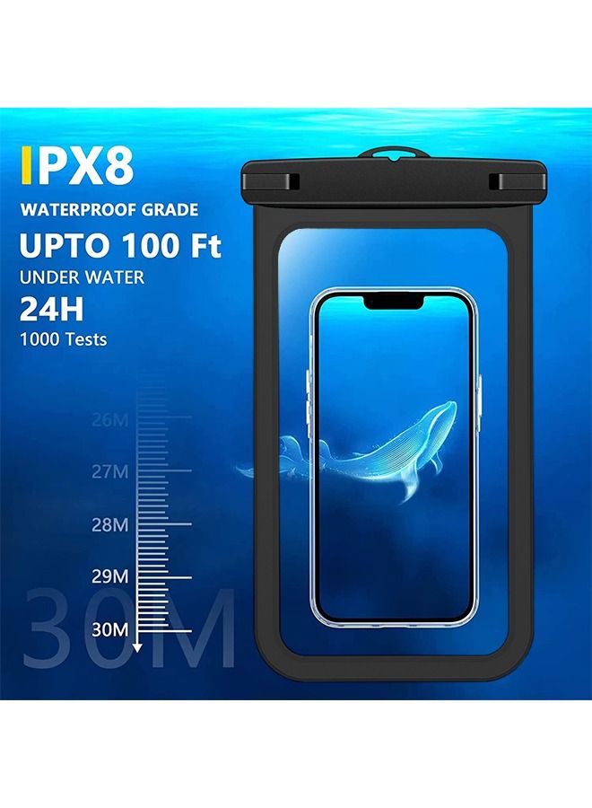 Large Capacity Waterproof Phone Pouch [Up to 10" Large] Universal IPX8 Waterproof Cell Phone Case Dry Bag with Lanyard for iPhone 14 Pro Max/13/12/11/SE/8, Galaxy S23 Ultra/S22/S21 - Black - Image 3