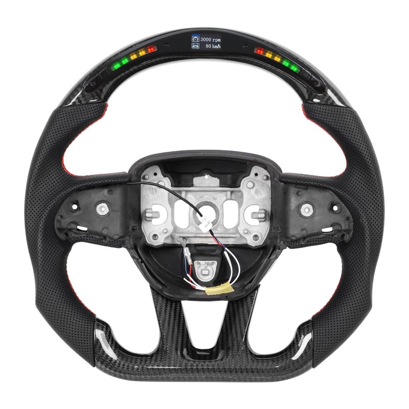 JIANGGAI Real Carbon Fiber Steering Wheel Perforated Leather Grip LED Steering Wheel Fit For Dodge Charger Challenger Durango SRT 20152024 - Image 2
