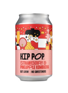 Hip Pop Kombucha, Blueberry & Ginger, Low Calorie, 100% Natural, Vegan, Branding of Cans May Vary, 24 x 330 ml main image 1