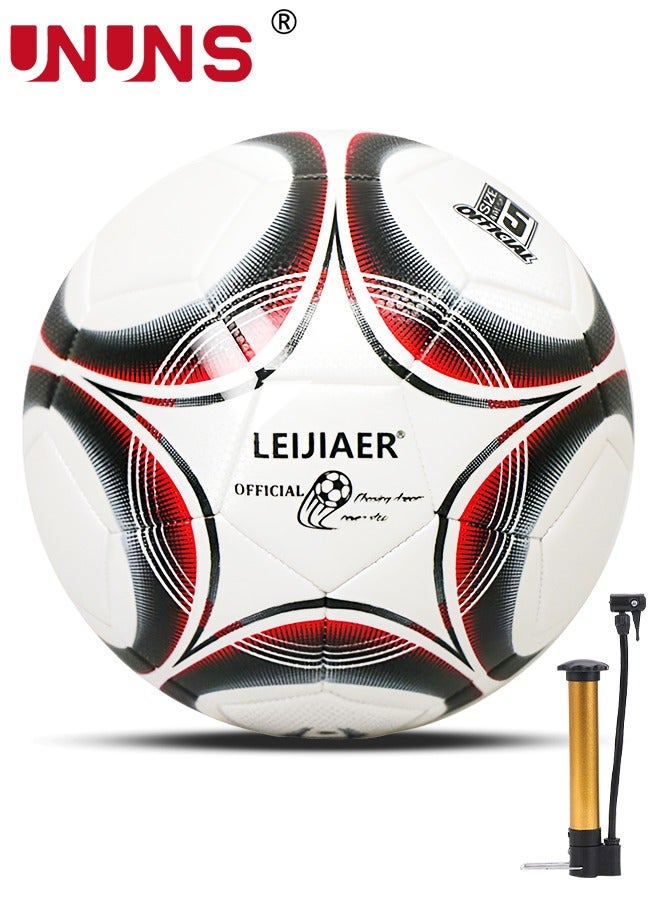 UNUNS كرة قدم، مقاس قياسي 5، كرة تدريب الدوري للنادي، لعبة تدريب خارجية لكرة القدم للبالغين والمراهقين والأطفال، كرة قدم للشباب مع مضخة، كرة قدم مزدوجة الطبقات مضادة للانفجار - Image 1