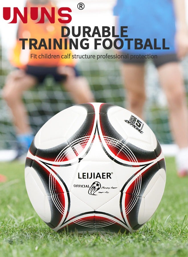 UNUNS كرة قدم، مقاس قياسي 5، كرة تدريب الدوري للنادي، لعبة تدريب خارجية لكرة القدم للبالغين والمراهقين والأطفال، كرة قدم للشباب مع مضخة، كرة قدم مزدوجة الطبقات مضادة للانفجار - Image 4