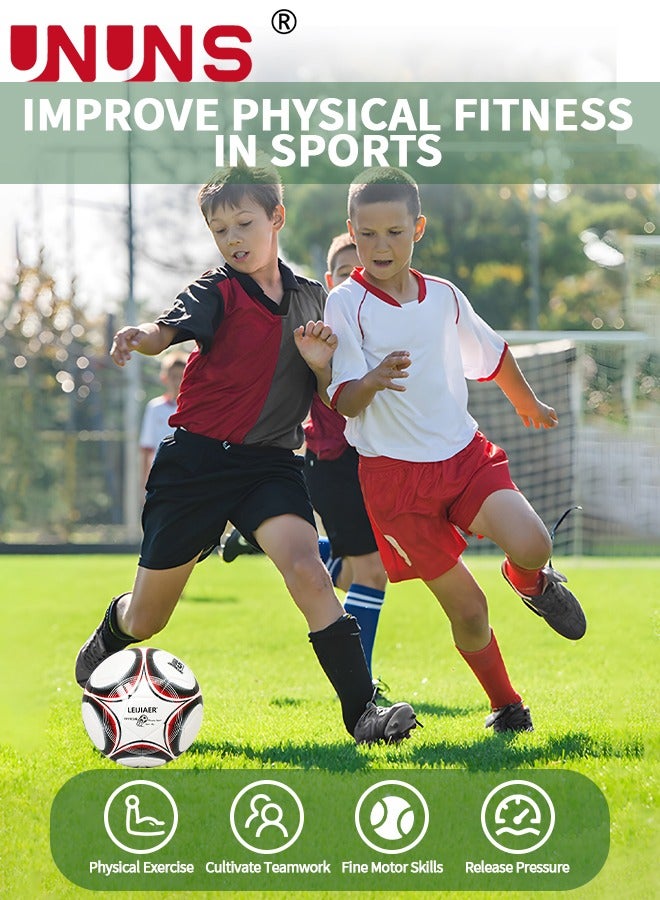 UNUNS كرة قدم، مقاس قياسي 5، كرة تدريب الدوري للنادي، لعبة تدريب خارجية لكرة القدم للبالغين والمراهقين والأطفال، كرة قدم للشباب مع مضخة، كرة قدم مزدوجة الطبقات مضادة للانفجار - Image 5