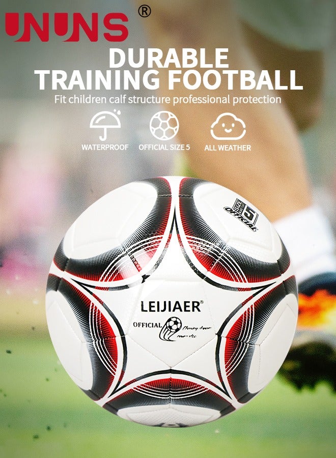 UNUNS كرة قدم، مقاس قياسي 5، كرة تدريب الدوري للنادي، لعبة تدريب خارجية لكرة القدم للبالغين والمراهقين والأطفال، كرة قدم للشباب مع مضخة، كرة قدم مزدوجة الطبقات مضادة للانفجار - Image 2