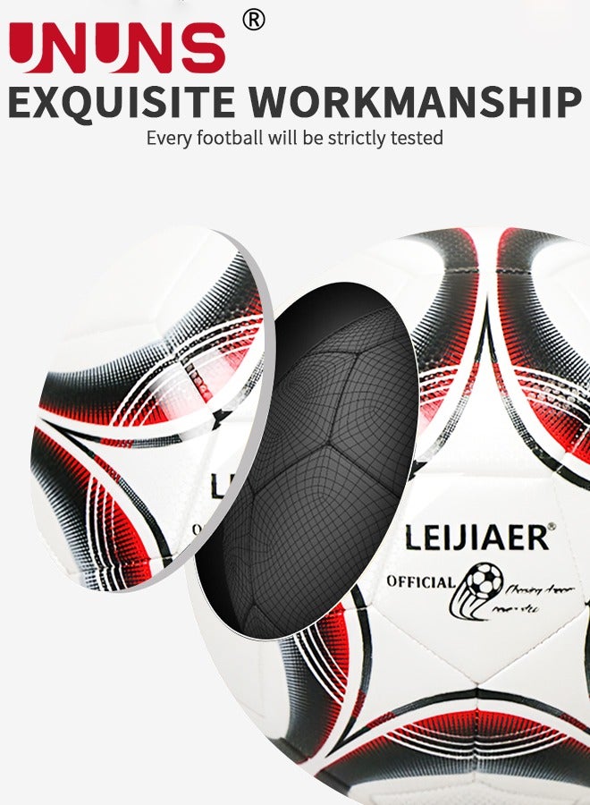 UNUNS كرة قدم، مقاس قياسي 5، كرة تدريب الدوري للنادي، لعبة تدريب خارجية لكرة القدم للبالغين والمراهقين والأطفال، كرة قدم للشباب مع مضخة، كرة قدم مزدوجة الطبقات مضادة للانفجار - Image 3