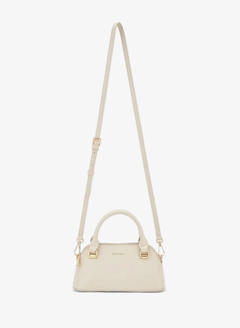 Flora Bella By Shoexpress cream Textured Crossbody Bag With Detachable Strap for Women | Best Price UAE