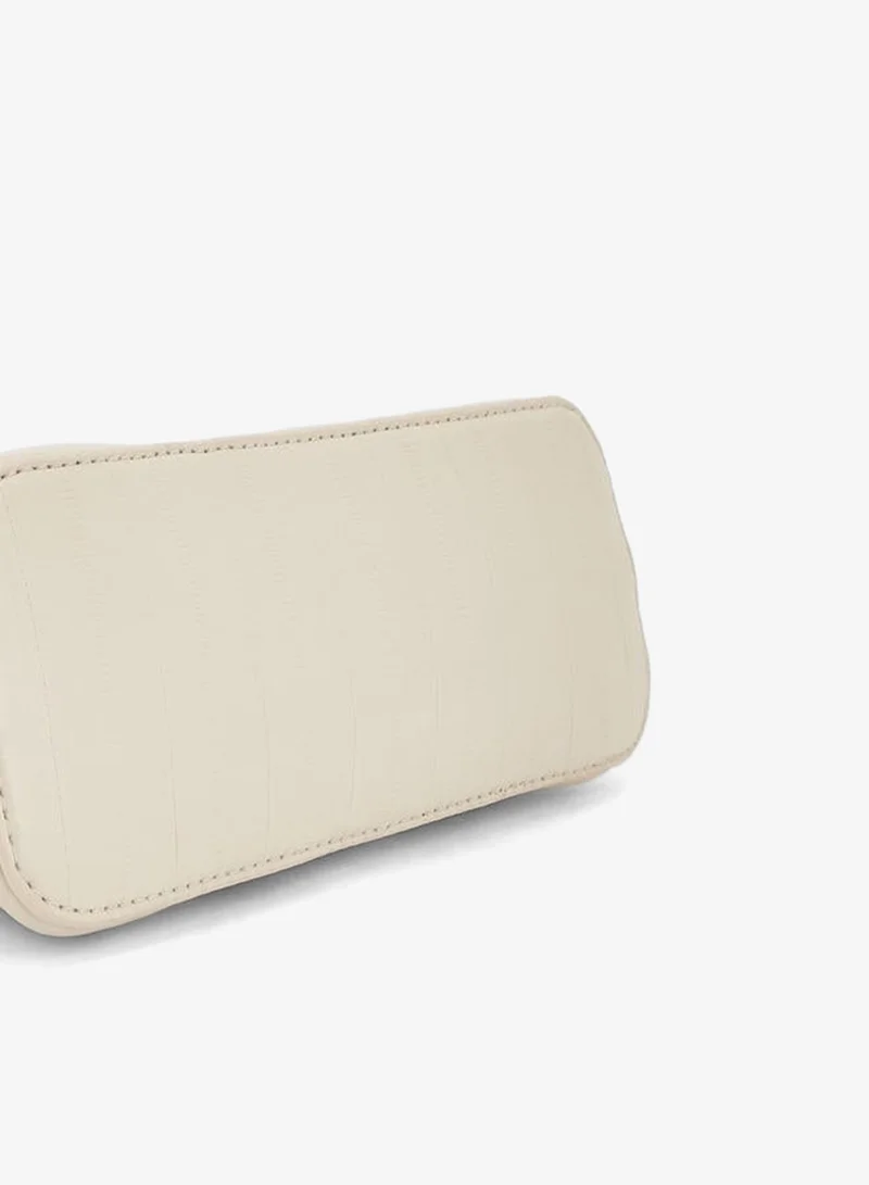 Flora Bella By Shoexpress cream Textured Crossbody Bag With Detachable Strap for Women | Best Price UAE