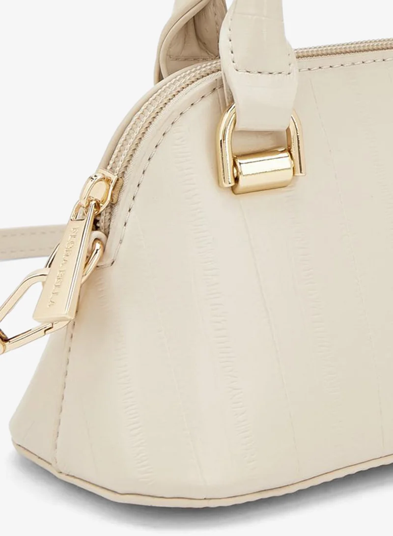Flora Bella By Shoexpress cream Textured Crossbody Bag With Detachable Strap for Women | Best Price UAE