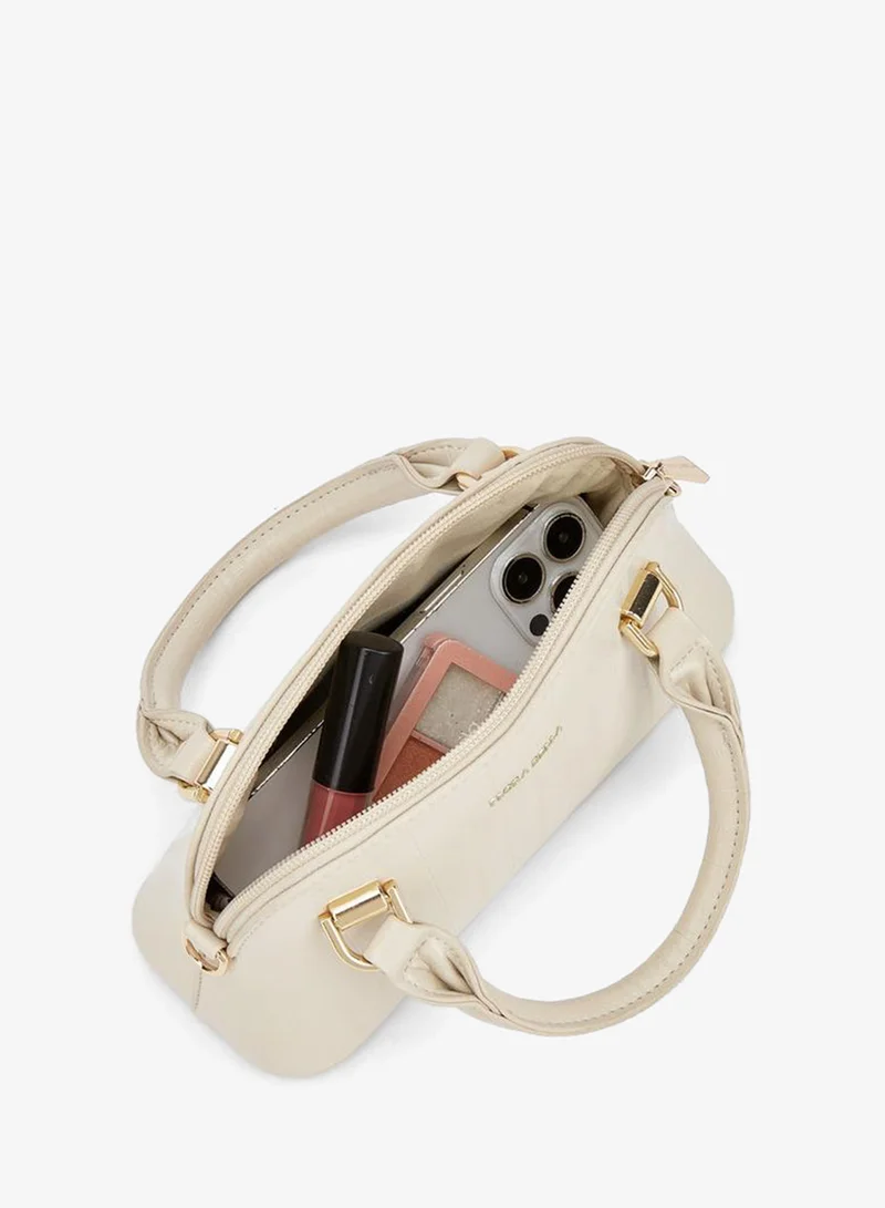 Flora Bella By Shoexpress cream Textured Crossbody Bag With Detachable Strap for Women | Best Price UAE