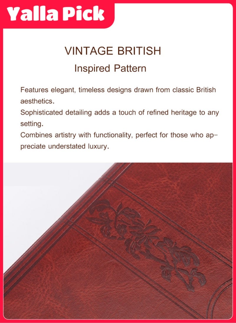 يلا بيك دفتر ملاحظات جلدي A5، غلاف مقوى، ٢٩٦ صفحة، دفتر أعمال بأوراق فضفاضة، دفاتر مسطرة للكتابة والأعمال والدراسة (بني) - Image 4