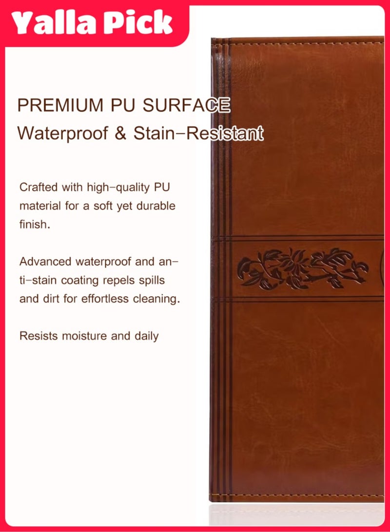 يلا بيك دفتر ملاحظات جلدي A5، غلاف مقوى، ٢٩٦ صفحة، دفتر أعمال بأوراق فضفاضة، دفاتر مسطرة للكتابة والأعمال والدراسة (بني) - Image 5
