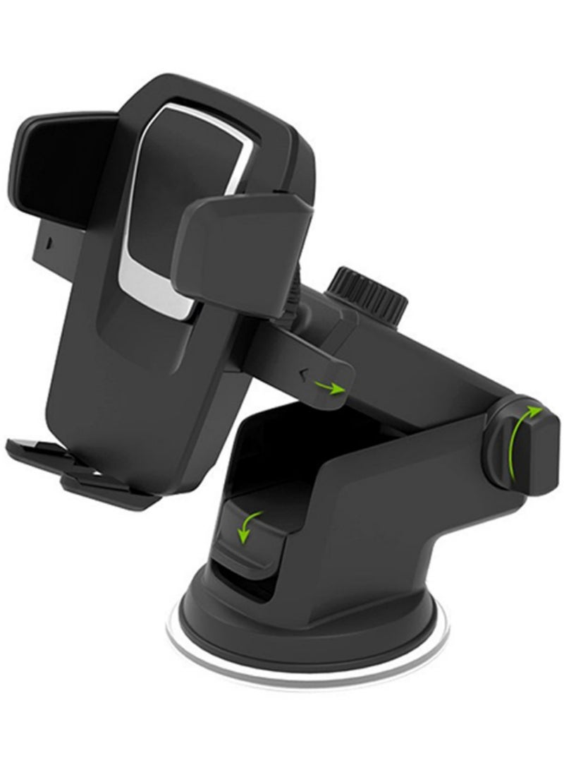 Universal Car Mount Dashboard & Windshield Suction Cup Phone Holder - Easy One Touch 4 Dash & Windshield Stand for iPhone, Samsung, Moto, Huawei, Nokia, LG Smartphones - Black - Image 1