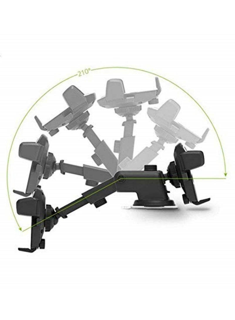 Universal Car Mount Dashboard & Windshield Suction Cup Phone Holder - Easy One Touch 4 Dash & Windshield Stand for iPhone, Samsung, Moto, Huawei, Nokia, LG Smartphones - Black - Image 4