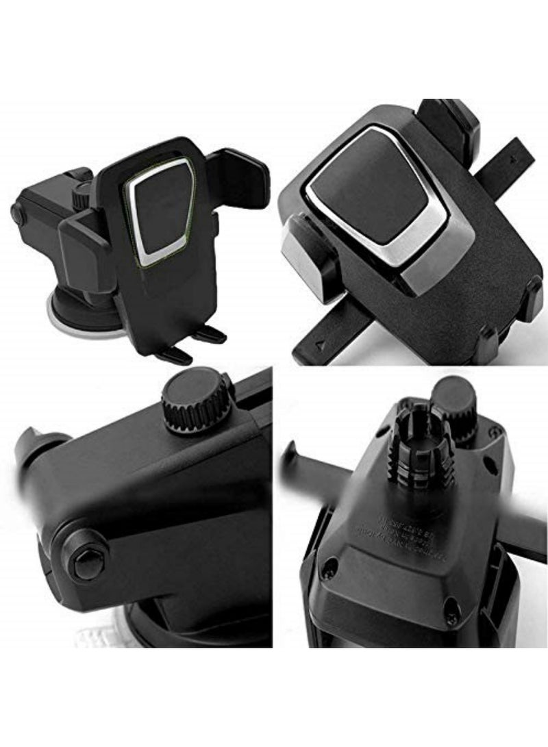 Universal Car Mount Dashboard & Windshield Suction Cup Phone Holder - Easy One Touch 4 Dash & Windshield Stand for iPhone, Samsung, Moto, Huawei, Nokia, LG Smartphones - Black - Image 5