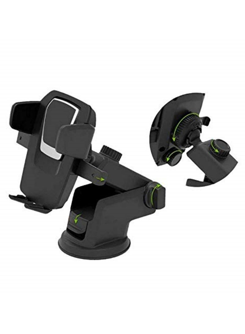 Universal Car Mount Dashboard & Windshield Suction Cup Phone Holder - Easy One Touch 4 Dash & Windshield Stand for iPhone, Samsung, Moto, Huawei, Nokia, LG Smartphones - Black - Image 3