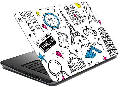 tinywalk 15.6 Laptop Skin Travel Skin Multicolor Stickers for 14 inch to 17 inch Laptop All Models a - Image 1