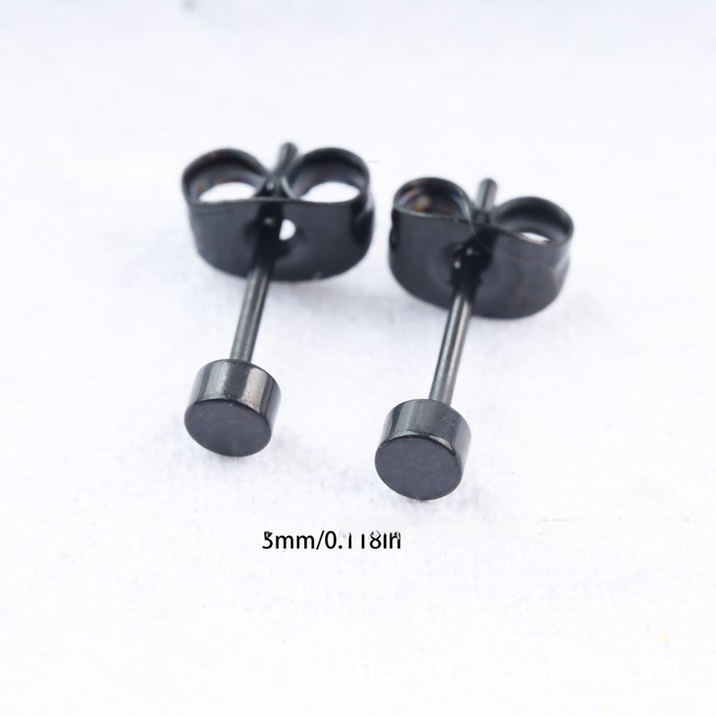 Fashion Titanium Barbell Earrings for Men and Women 3MM black one