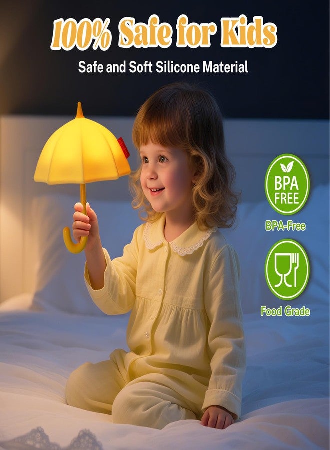 AVEKI Umbrella Night Light for Kids, 3 Levels Dimmable Silicone Tap Lamp for Baby Nursery, Rechargeable Squishy Bedside Night Lamp for Bedroom, Light-Up Magnetic Fridge Magnets for Kitchen (Yellow) - Image 3