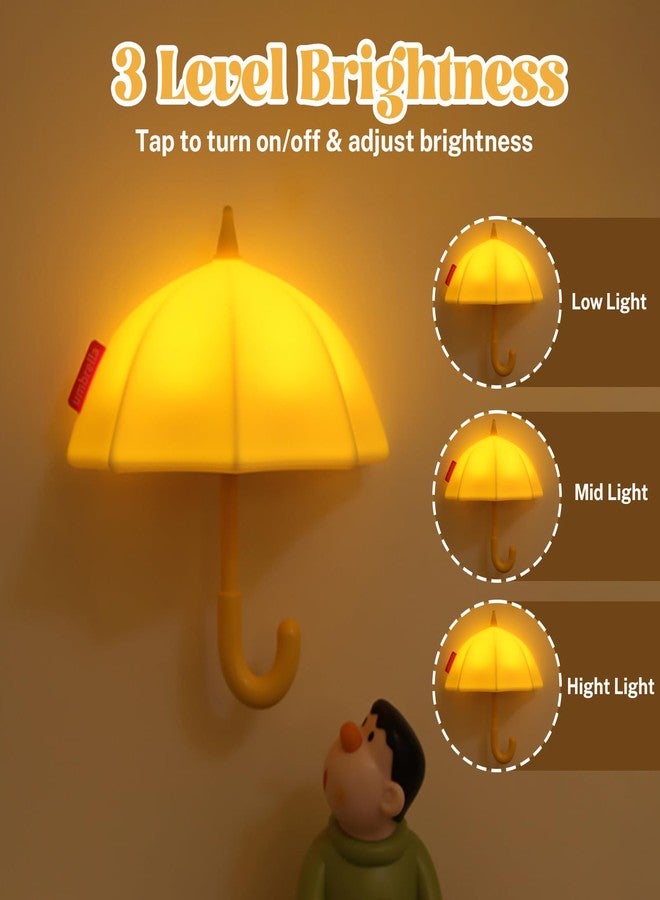 AVEKI Umbrella Night Light for Kids, 3 Levels Dimmable Silicone Tap Lamp for Baby Nursery, Rechargeable Squishy Bedside Night Lamp for Bedroom, Light-Up Magnetic Fridge Magnets for Kitchen (Yellow) - Image 2