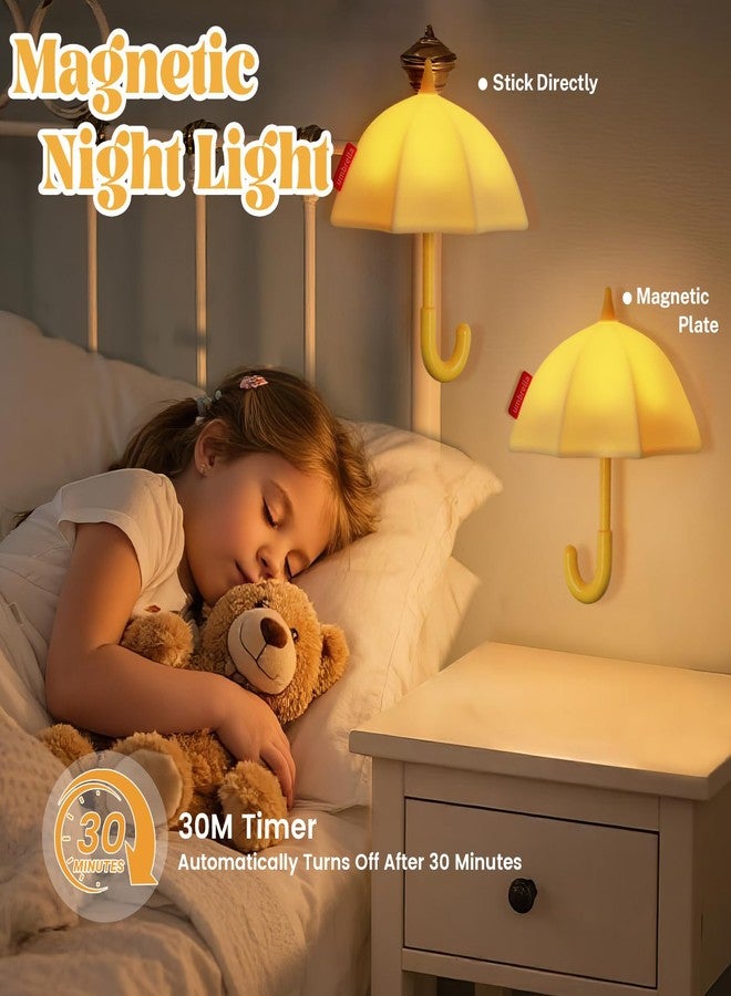 AVEKI Umbrella Night Light for Kids, 3 Levels Dimmable Silicone Tap Lamp for Baby Nursery, Rechargeable Squishy Bedside Night Lamp for Bedroom, Light-Up Magnetic Fridge Magnets for Kitchen (Yellow) - Image 4
