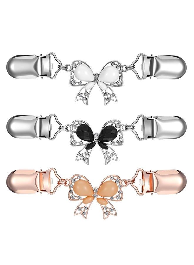 3PCS Bow Cinch Clips, Vintage Metal Sweater Clips Back for Women, Retro Waist Clip to Tighten Dress Fit for Pant Shawl Cardigan Shawl Collar, Multi-Use Clothing Accessories - Image 1