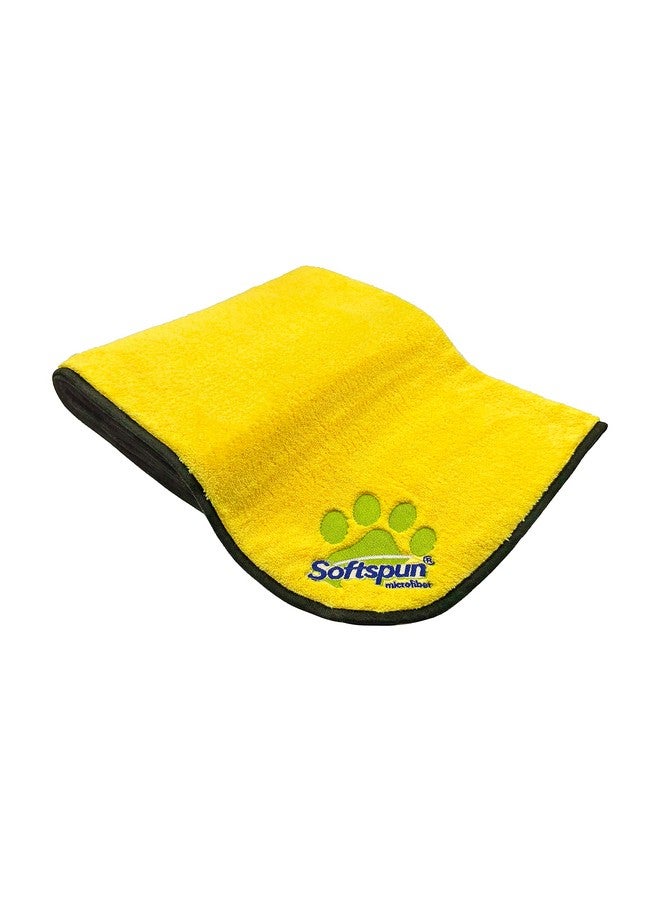 SOFTSPUN Microfiber Pet Towel 70x140 cms 1pcs 380gsm Yellow! Ultra-Soft, Ultra-Absorbent for Drying Medium & Large Dogs & Cats of All Breeds Quickly. - Image 1