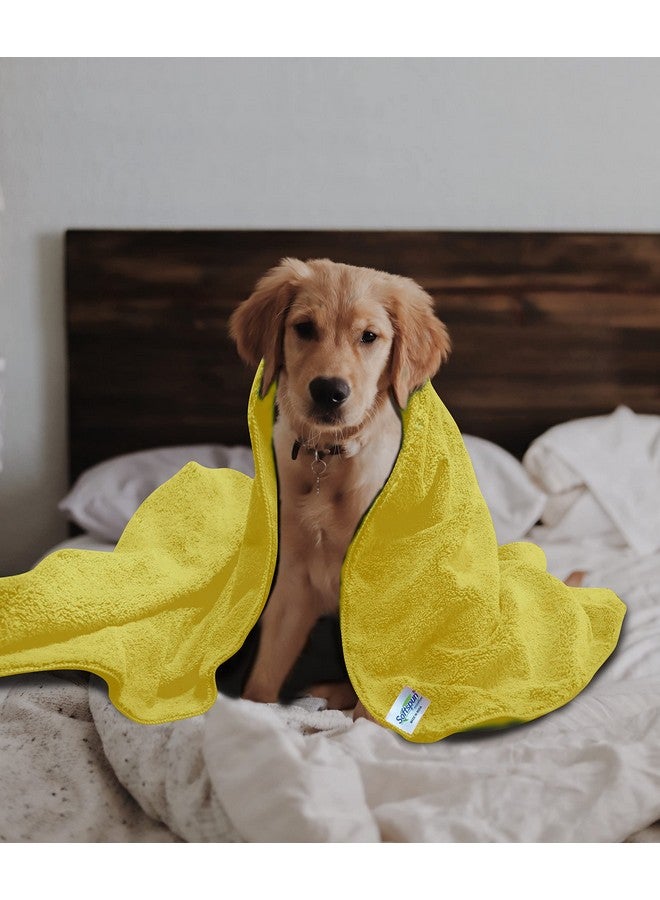 SOFTSPUN Microfiber Pet Towel 70x140 cms 1pcs 380gsm Yellow! Ultra-Soft, Ultra-Absorbent for Drying Medium & Large Dogs & Cats of All Breeds Quickly. - Image 5