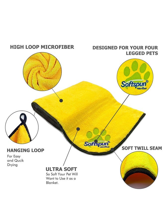 SOFTSPUN Microfiber Pet Towel 70x140 cms 1pcs 380gsm Yellow! Ultra-Soft, Ultra-Absorbent for Drying Medium & Large Dogs & Cats of All Breeds Quickly. - Image 2