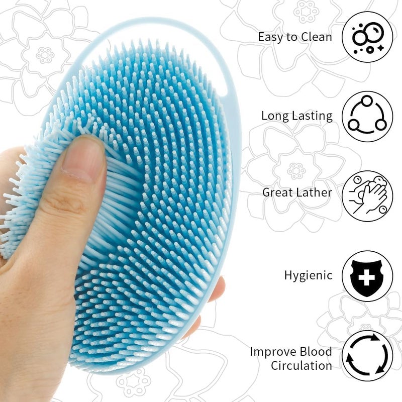 BIRZAR Exfoliating Silicone Body Scrubber Silicone Bath Brush Glowing Skin Silicone Shower Loofah for Gentle Exfoliating Long Lasting Lathers Well More Hygienic Than Traditional Loofah Body BrushMULTICOLOUR - Image 5