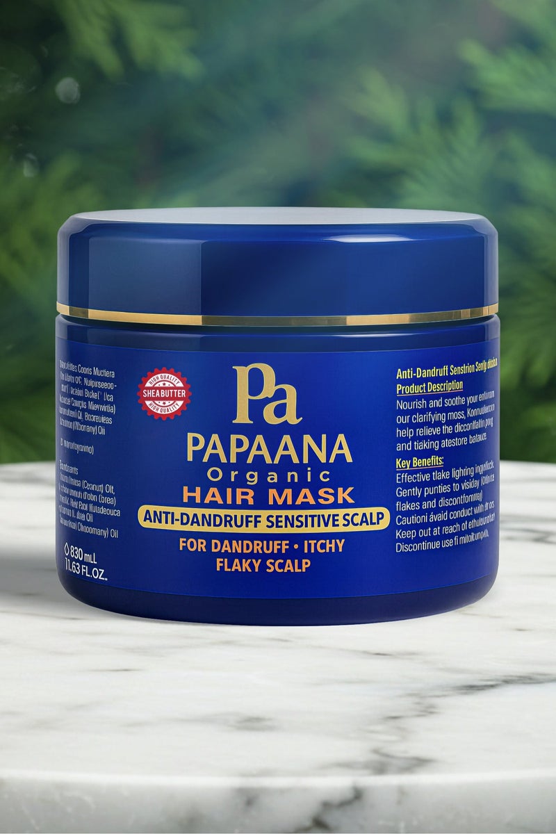 Papaana Organic Anti-Dandruff Sensitive Conditioner with Shea Butter – 400ml, Gentle & Hydrating Solution for Sensitive Scalps with Shea Butter & Anti-Dandruff Sensitive Shampoo with Shea Butter – 400ml, Gentle & Hydrating Solution for Sensitive Scalps with Shea Butter & Anti-Dandruff Sensitive Hair Mask with Shea Butter – 350ml, Soothing & Nourishing Treatment for Scalp & Hair with Shea ButterBundle - Image 4