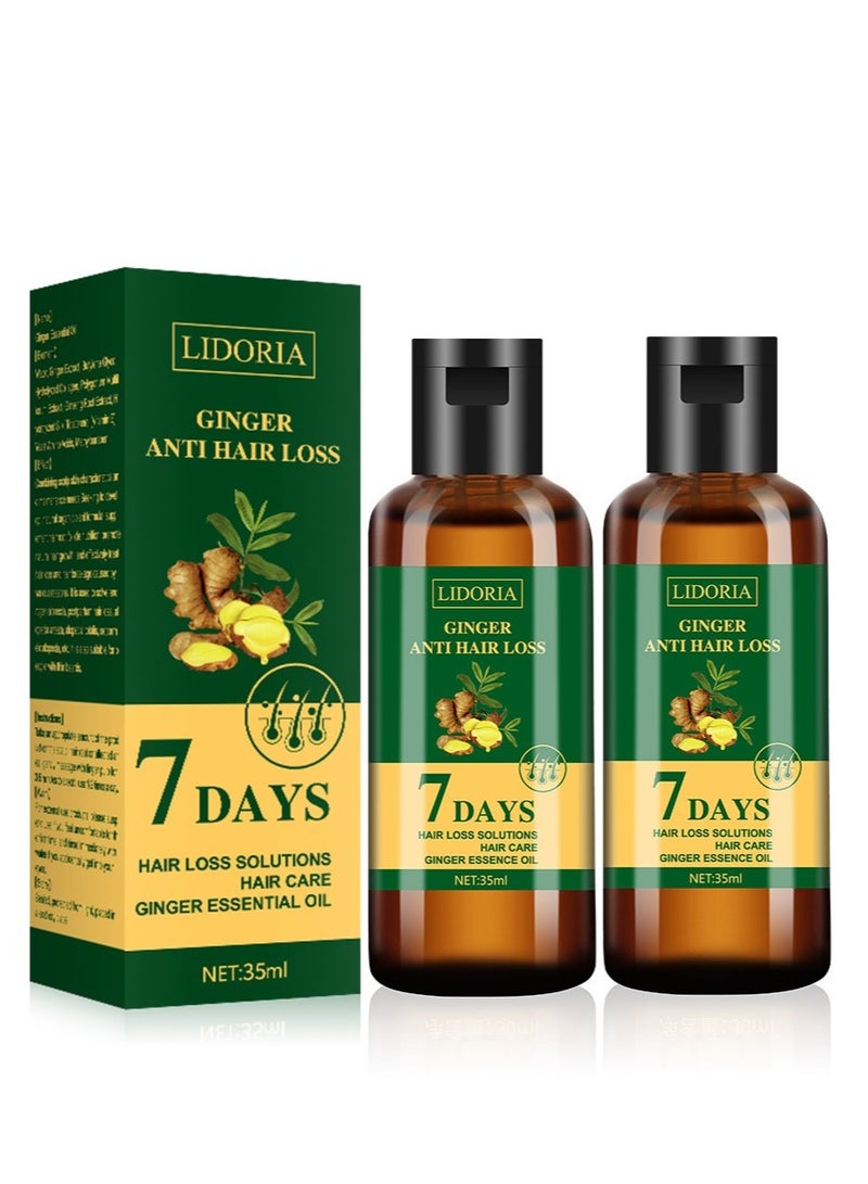 LIDORIA Ginger Anti Hair Loss 7 Days,Ginger Anti Hair Loss 7 Days,Natural Ginger Hair Growth Serum, Ginger Oil for Hair Growth, Repair Damaged Hair, Nourishes Hair Roots(2PCS) - Image 1
