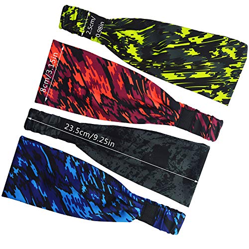 Obacle Headbands for Men Women Sweat Bands Headbands Non Slip Thin Lightweight Breatheable Head Band Outdoor Sports Workout Yoga Gym Running Jogging (Elastic Band, 4 Pack Black-Gray Blue Red Green) - Image 5