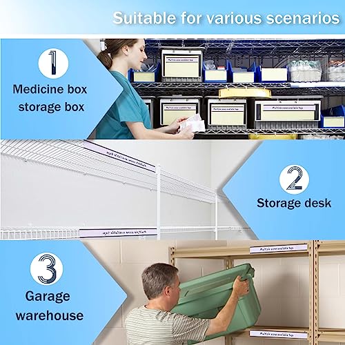 Eeoyu Magnetic Label Holders with Magnets Magnetic Data Card Holders with Clear Plastic Protectors for Metal Shelf, Whiteboard, Set of 50 (1 x 8 Inch) - Image 3