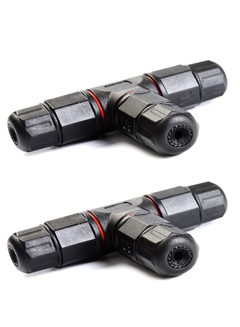 SYOSI 3 Way Junction Box IP68 Waterproof Electrical Junction Box for 5mm-10mm Cable Range (AC 500V, 25A) Black 2 Pack - Image 1