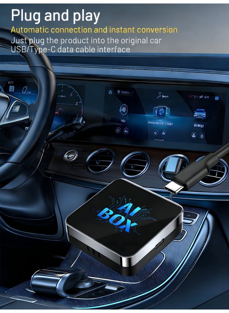 Wireless CarPlay Adapter & Android Auto Adapter 3-in-1, Mini AI Box TV Box, Plug & Play Wireless CarPlay Dongle, Convert Wired CarPlay to Wireless, No Delay Stable Connection, Bluetooth WiFi, for iOS & Android Phones,USB-A/Type-C Compatible - Image 4
