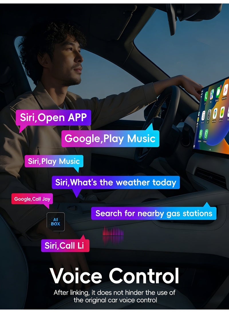 Wireless CarPlay Adapter & Android Auto Adapter 3-in-1, Mini AI Box TV Box, Plug & Play Wireless CarPlay Dongle, Convert Wired CarPlay to Wireless, No Delay Stable Connection, Bluetooth WiFi, for iOS & Android Phones,USB-A/Type-C Compatible - Image 2