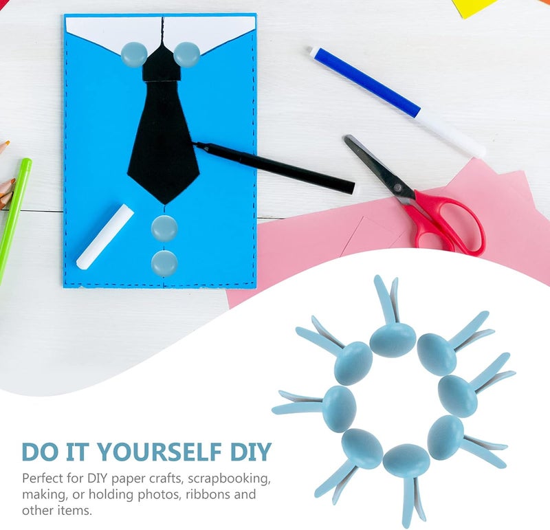 klarako 200pcs Mini Brads Small Metal Paper Fasteners Round Pastel Brads for DIY Art Crafting Project Decorative Scrapbooking DIY Supplies 8 * 15mm Blue - Image 4