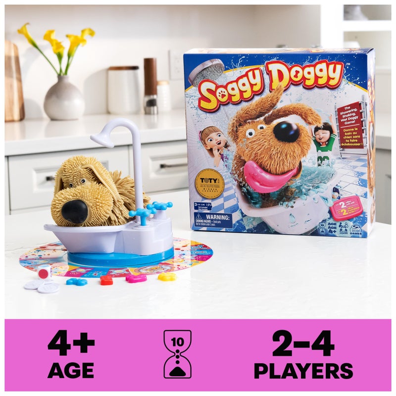 Spin Master Games, Soggy Doggy, The Silly Award-Winning Kids Board Game, for Family Night, Interactive Toy Dog Play, Sensory Toy, Activity for Kids & Family, 2-4 Players, for Ages 4 & Up - Image 3