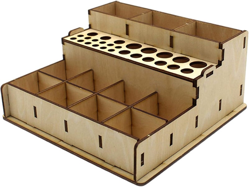 كلاراكو حامل فرش طلاء خشبي، خزانة تخزين طلاء هوايات، رف طلاء معياري لأدوات النمذجة، أدوات فنية، مجموعة طلاء مصغرة - D - Image 1