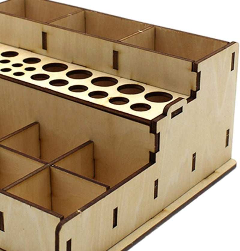 كلاراكو حامل فرش طلاء خشبي، خزانة تخزين طلاء هوايات، رف طلاء معياري لأدوات النمذجة، أدوات فنية، مجموعة طلاء مصغرة - D - Image 3