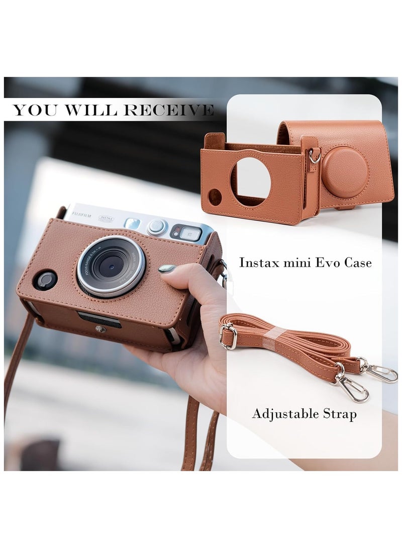 Instax Vintage PU Leather Protective Case for Fuji Instax Mini EVO Instant Camera - Image 2