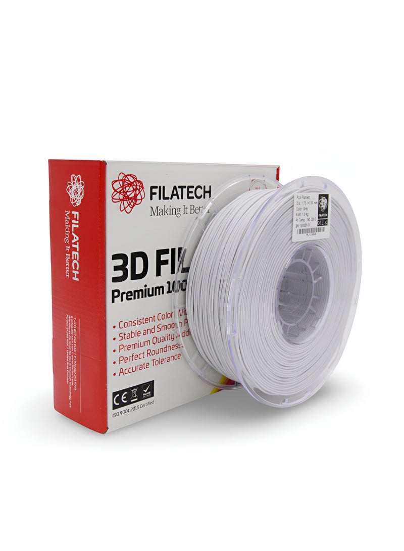 Filatech Premium PLA 3D Printing Filament – Grey | Made in UAE | Non-Toxic, Easy Extrusion, Ideal for High-Precision Prints - Image 1