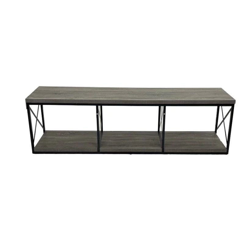 AL Hadaya Mall Modern Wooden Plasma Table - Grey and Black - 200x48x48 cm - Image 2