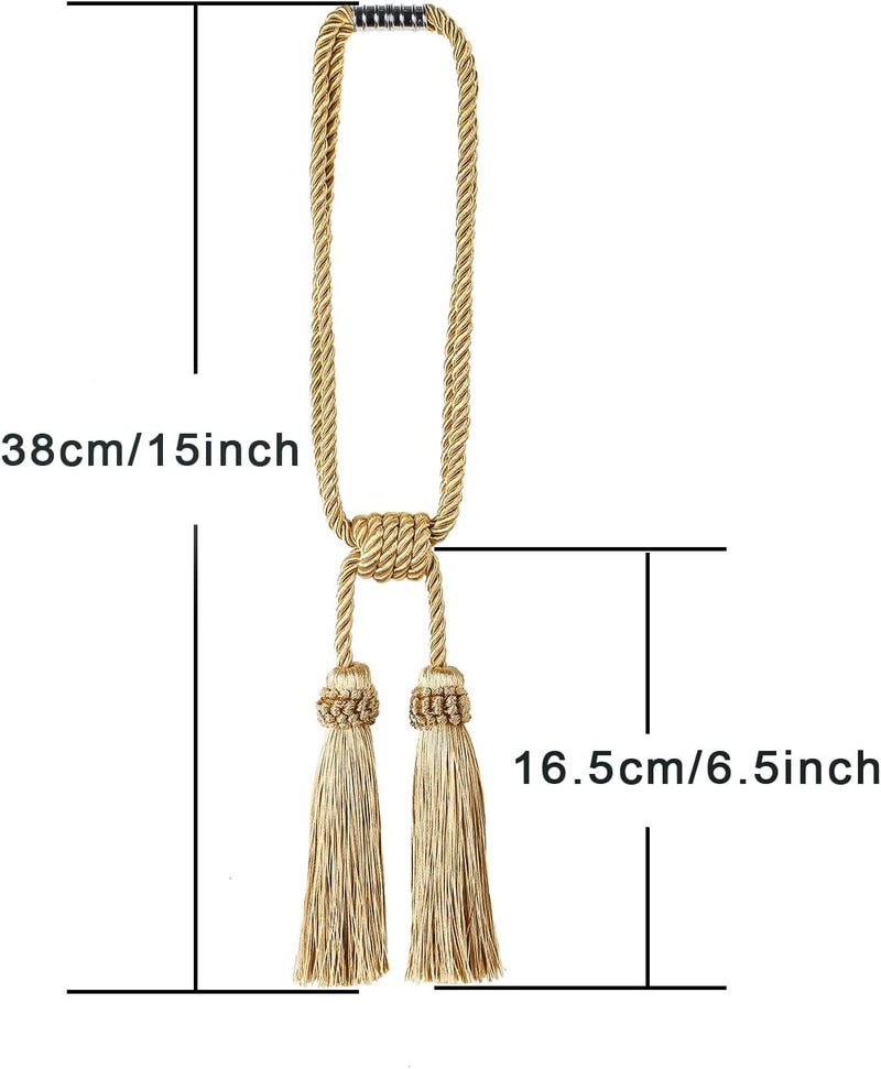 fenghuangwu Magnetic Curtain Tiebacks Tassel Curtain Tieback Modern Handmade Tie Backs,Decorative Tassel Holdback for Draperies,Window Decor (red, 4 Pack) - Image 2