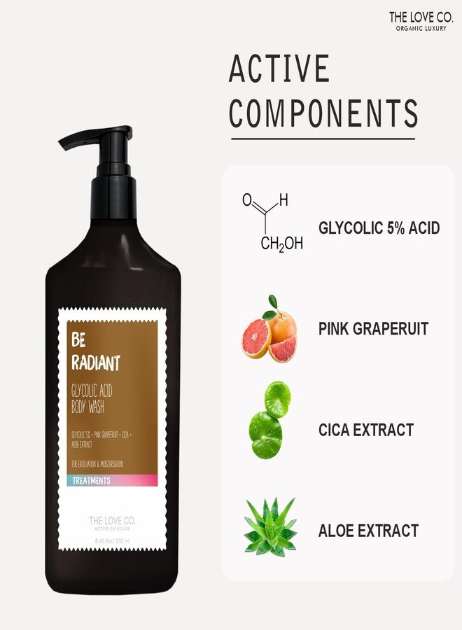 ذا لوف كو. غسول الجسم ذا لوف كو بي راديانت بحمض الجليكوليك 5% | جل استحمام للجسم للبقع الداكنة | يساعد على تحسين البشرة الخشنة والمتكتلة والمليئة برائحة الفراولة | للرجال والنساء - 250 مل - Image 3