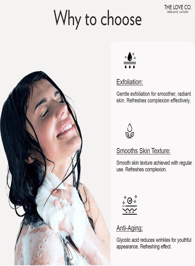 ذا لوف كو. غسول الجسم ذا لوف كو بي راديانت بحمض الجليكوليك 5% | جل استحمام للجسم للبقع الداكنة | يساعد على تحسين البشرة الخشنة والمتكتلة والمليئة برائحة الفراولة | للرجال والنساء - 250 مل - Image 4